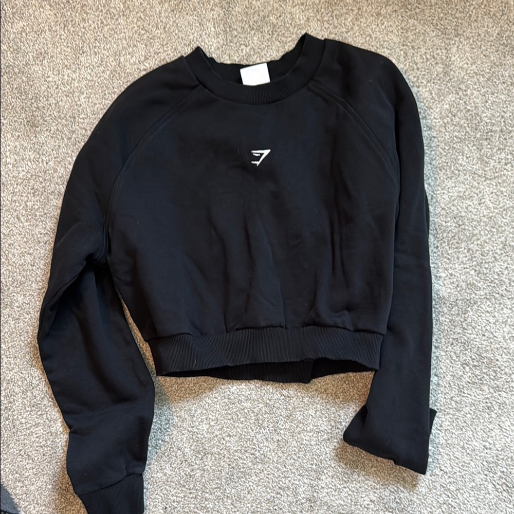 Black Gymshark Women's Cropped Sweatshirt